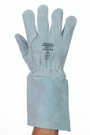 Tornado Gants de manutention lourde Combat Plus, en Cuir, Gris, Taille 9 EN 388, EN 407