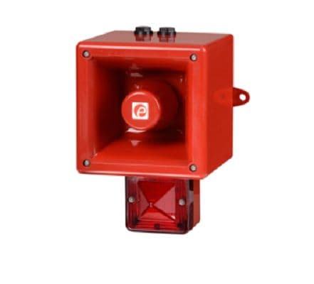 e2s Combiné Balise/Sirène série AL112NX, lentille Rouge 230V IP66 Mural 120 dB @ 1m