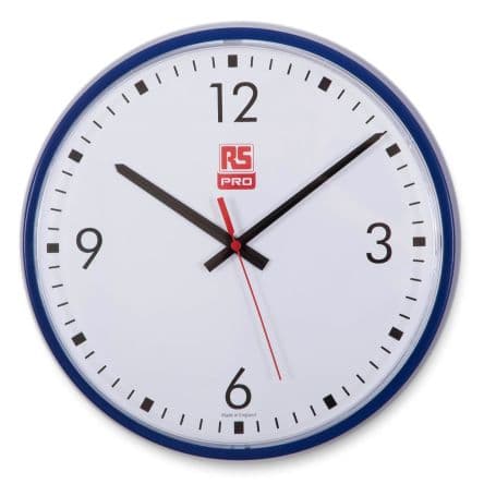 RS PRO Horloge Bleu Analogique Mural Batterie, Ø 310 mm