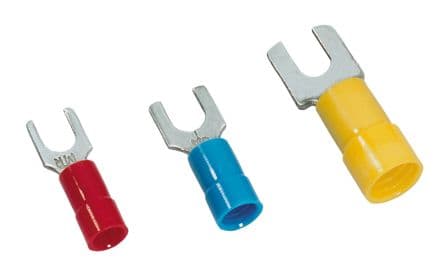 MECATRACTION Cosse à fourche Isolé, Bleu 4 mm Polyamide