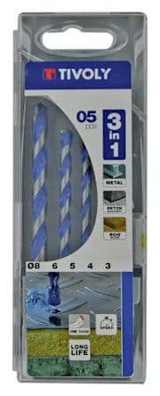 Tivoly Foret 5 pièces Mèche Multimatériau 3 mm à 8 mm,