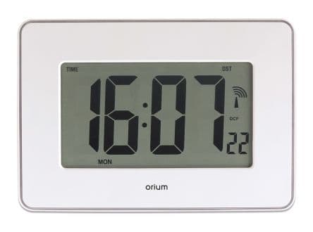 Orium Horloge Blanc Radio-contrôlé Numérique Bureau, Mural Batterie, Ø 40 cm