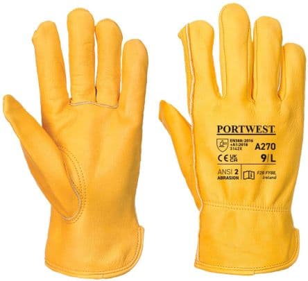Portwest Gants A270, en Cuir, Jaune, Taille 10 EN 388, EN ISO 21420