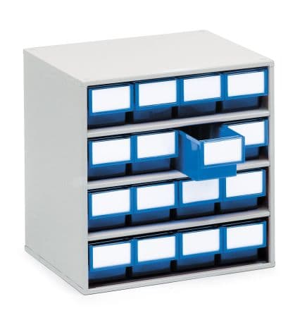 Treston Unité de stockage 16 en Plastique, 395 mm x 400mm x 300 mm Bleu