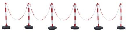 RS PRO Blanc, Rouge en ABS 850 mm 6 poteaux dans le kit avec 10 m de chaîne