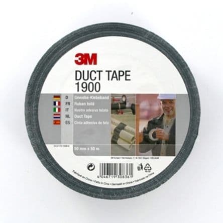 3M Ruban adhésif, , 50 m x 50mm 1900 0.147 mm, Noir