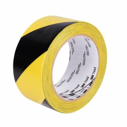 3M Ruban de Signalisation 766 Noir, Jaune en Chlorure de polyvinyle x 0.125 mm 33 m, 50mm x