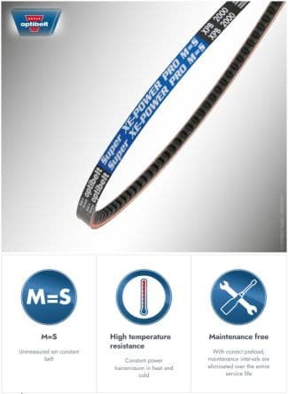 OPTIBELT Courroie Caoutchouc 2830 mm, 1262 mm, Section XPA SUPER XEPOWER PRO