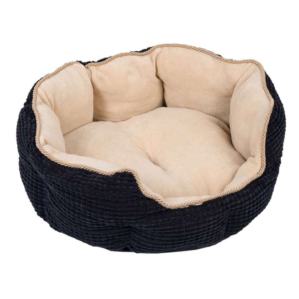 Panier Grand Chat Rebord haut Lavable à 30°C L60xl55xH22 cm Noir/Beige Panier Cozy Kingdom