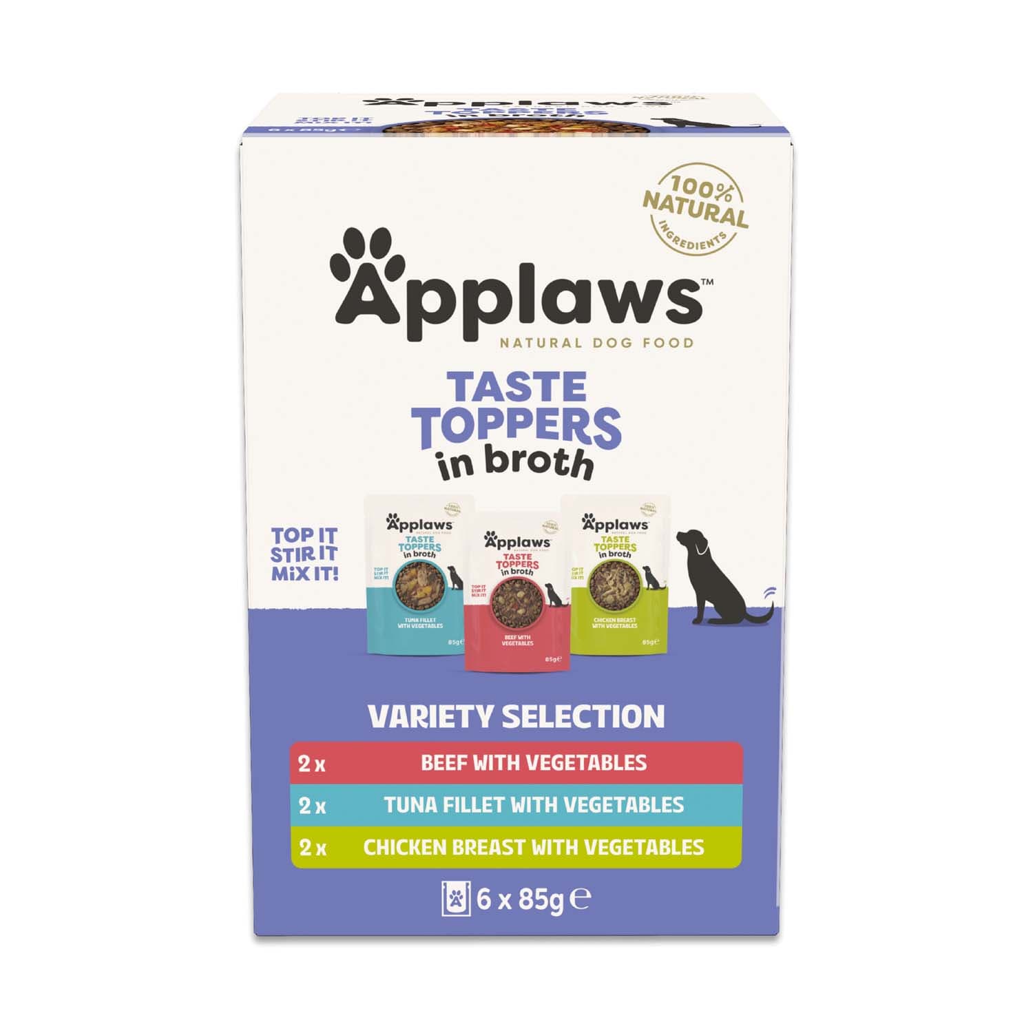 12x85g Applaws Taste Toppers lot mixte en bouillon - Pâtée pour chien