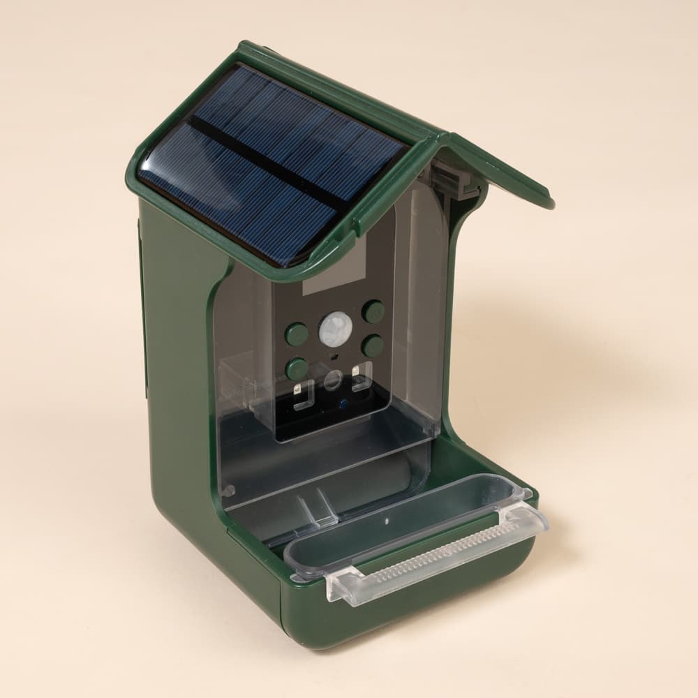 TIAKI Distributeur de graines pour oiseaux avec caméra 10,5x10 x17,5cm, vert