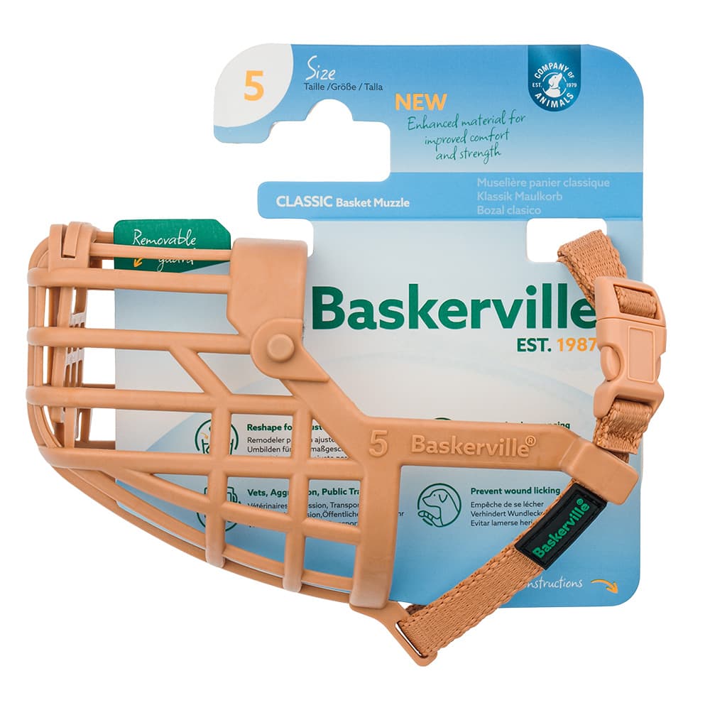 Muselière Baskerville classique beige taille 5, pour chien