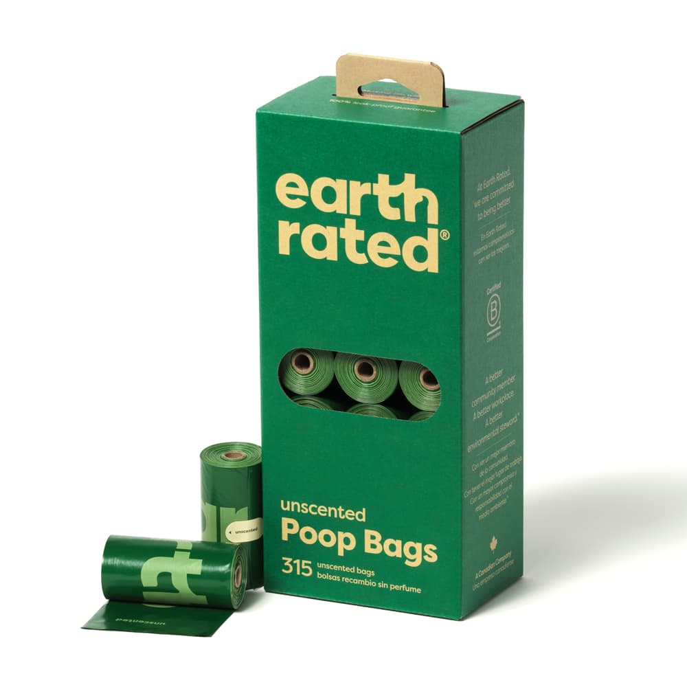 21 rouleaux de sacs à déjections canines d’Earth Rated sans parfum, pour chien