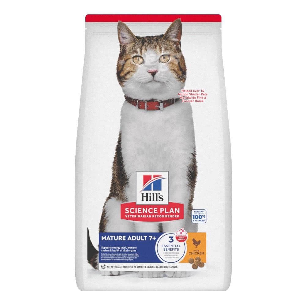 10kg Hill's Science Plan Mature Adult 7+ poulet Croquettes pour chat Poulet