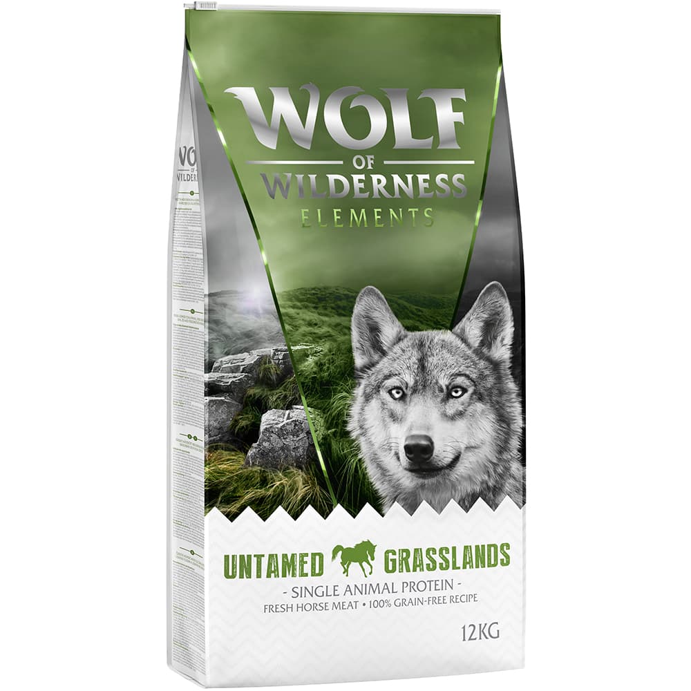 Lot Wolf of Wilderness "Elements" mono-protéine 2 x 12 kg - sans céréales -  Untamed Grasslands, cheval