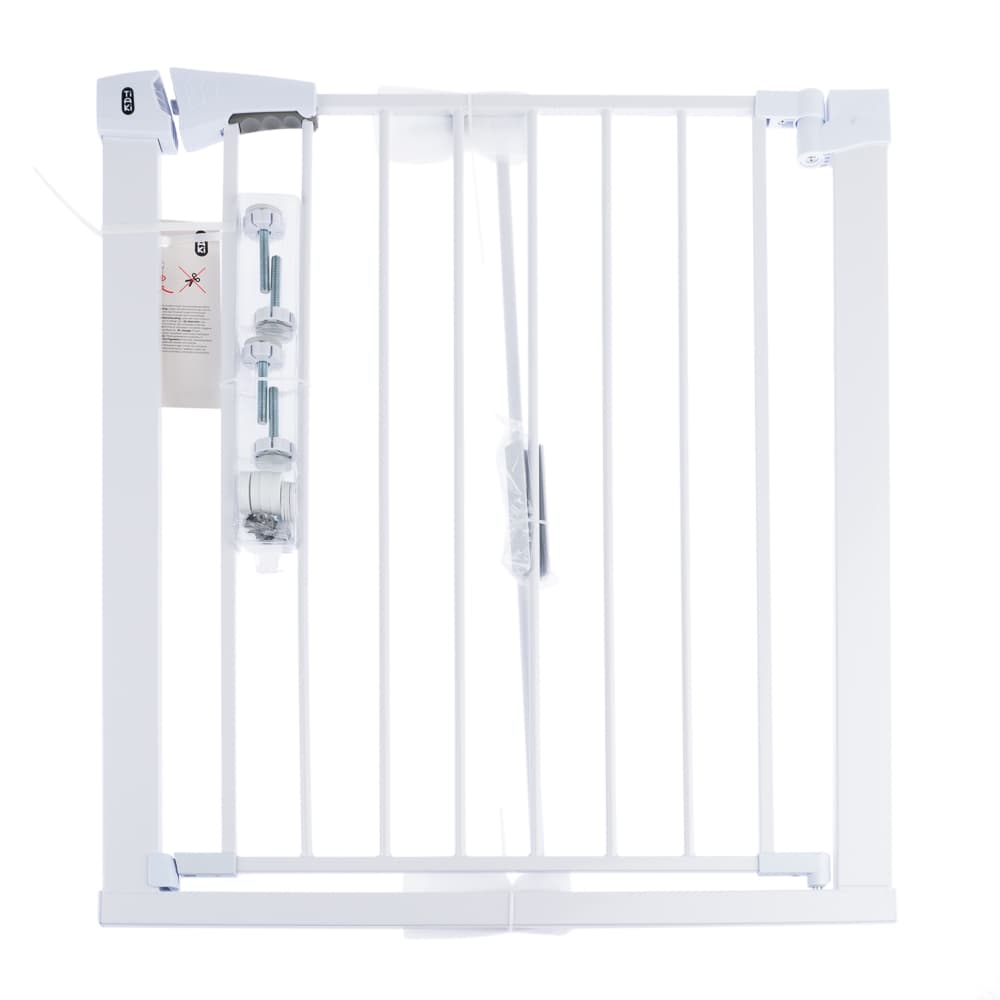 Barrière blanche TIAKI avec extension 7 cm pour chien - hauteur : 76 cm, largeur : de 75 à 82 cm