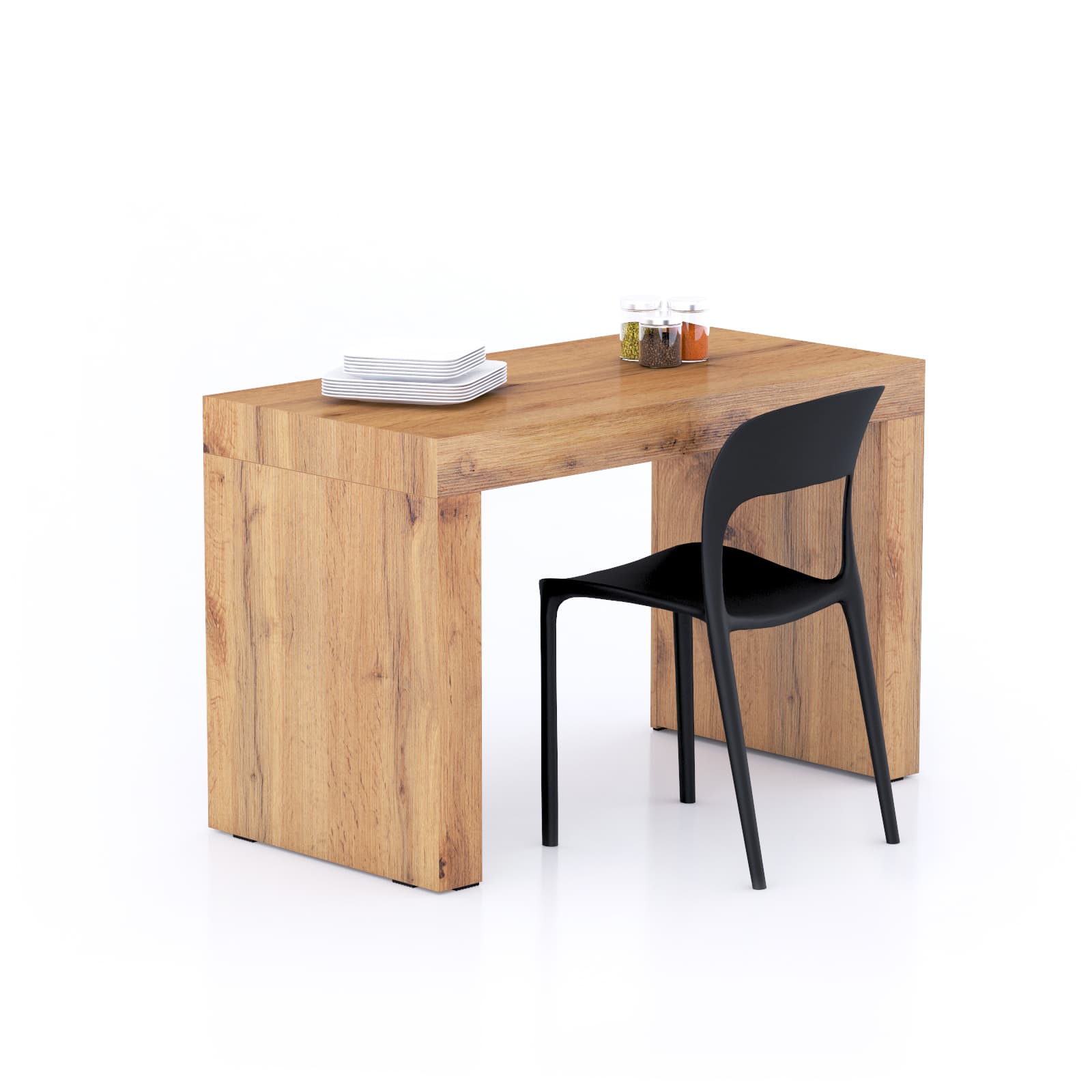 Table à manger Evolution 120x60, Bois Rustique avec 2 pieds