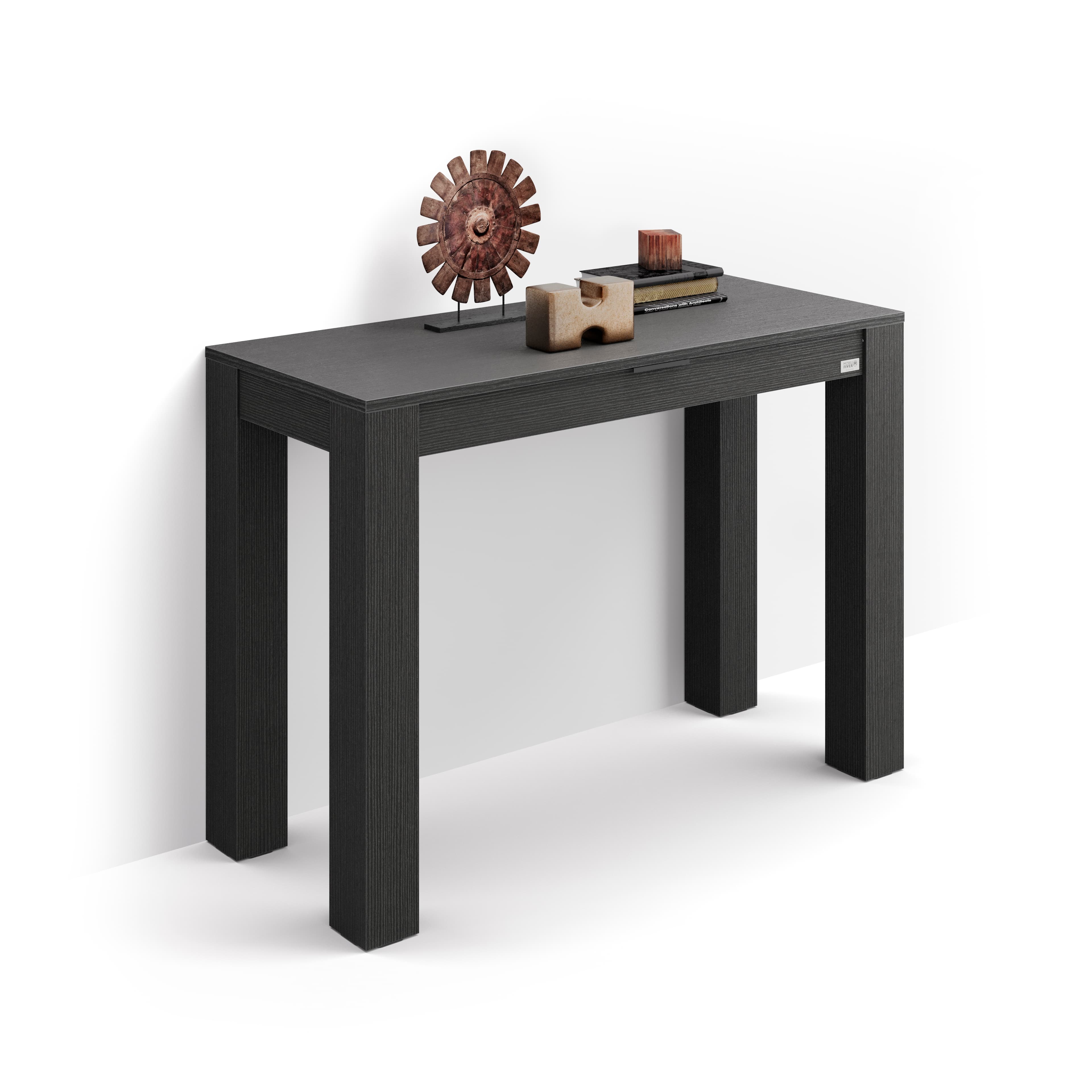 Console d'entrée avec tiroir Rachele, 115x45 cm, Frêne Noir