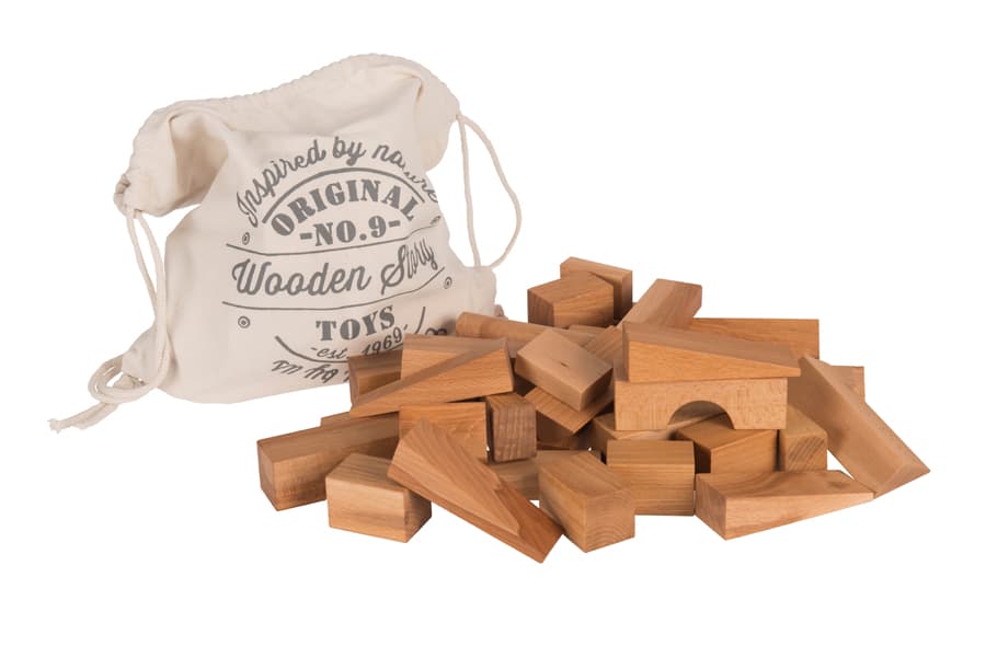 Wooden Story Cubes dans le sac en coton XL - 50 pcs - Naturel