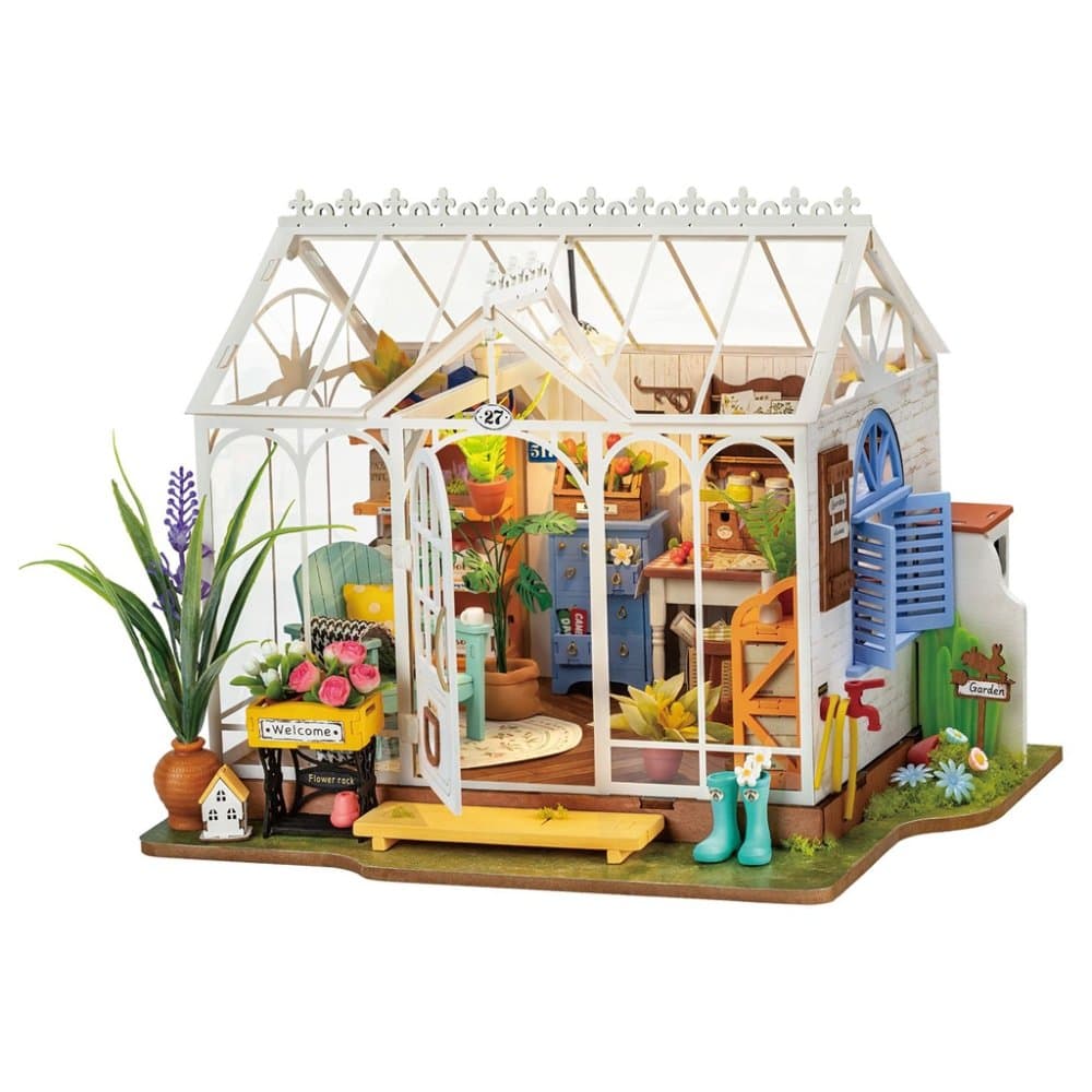 Puzzle 3D en bois RoboTime, miniature de maison de poupée, maison de jardin de rêve
