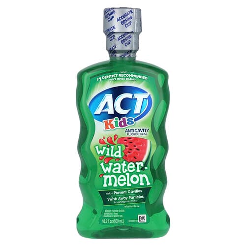 ACT, Bain de bouche fluoré anticaries pour enfants, Wild Watermelon, 500 ml
