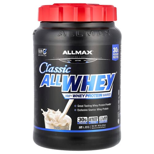 ALLMAX, CLASSIC ALLWHEY®, Source de protéines de lactosérum 100 %, Vanille, 907 g