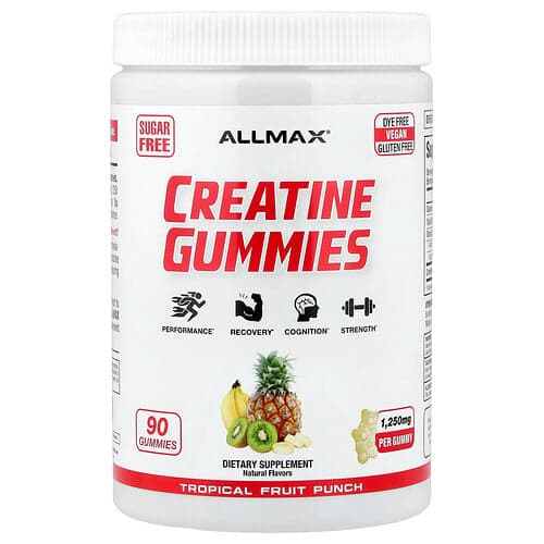 ALLMAX, Gommes à la créatine, Punch aux fruits tropicaux, 1250 mg, 90 gommes