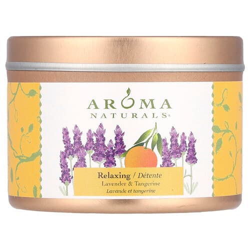 Aroma Naturals, Soy VegePure®, Bougie de voyage en étain, Relaxante, Lavande et tangerine, 79,38 g
