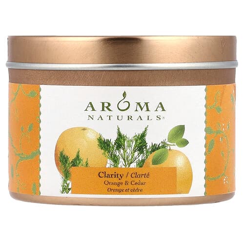 Aroma Naturals, Soy VegePure, Bougie de voyage dans son récipient, Clarté, Orange et cèdre, 79,38 g