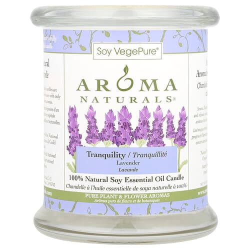 Aroma Naturals, Soy VegePure®, Bougie aux huiles essentielles de soja 100 % naturelles, Tranquillité, Lavande, 260 g