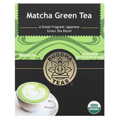 Buddha Teas, Thé biologique, Thé vert matcha, 18 sachets de thé, 27 g
