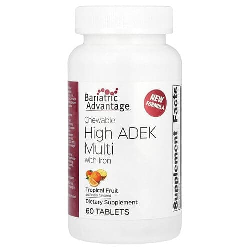 Bariatric Advantage, À croquer High ADEK, Multivitamines avec fer, Fruits tropicaux, 60 comprimés