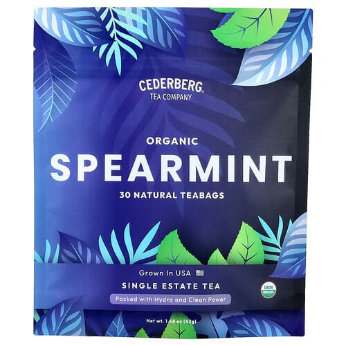 Cederberg Tea Co, Thé Single State, Menthe verte biologique, Sans caféine, 30 sachets de thé naturels, 42 g