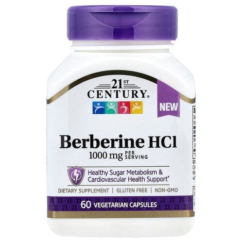 21st Century, Chlorhydrate de berbérine, 60 capsules végétariennes (500 mg par capsule)