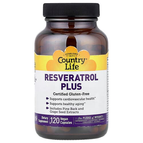 Country Life, Resvératrol Pus, 120 capsules végétariennes