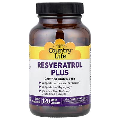 Country Life, Resvératrol Pus, 120 capsules végétariennes