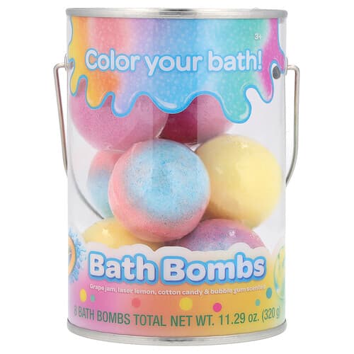 Crayola, Bombes pour le bain, 3 ans et plus, Confiture de raisin, Citron intense, Parfumé au chewing-gum et au chewing-gum, 8 boules pour le bain,