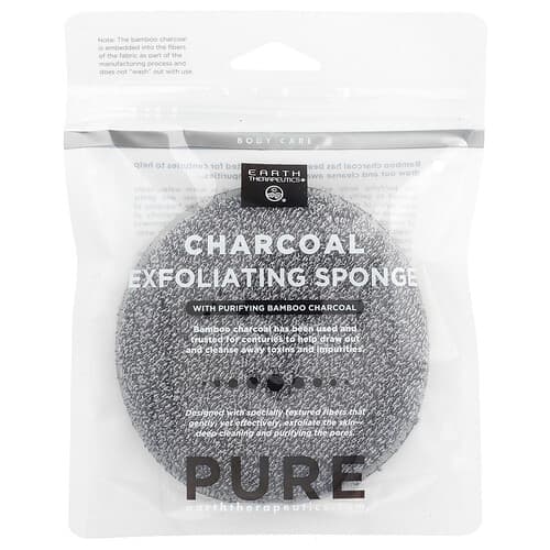 Earth Therapeutics, Éponge exfoliante au charbon, 1 éponge