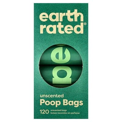 Earth Rated, Sacs à déjections canines, Sans odeur, 120 sacs, 8 rouleaux