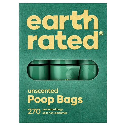 Earth Rated, Sacs à déjections canines, Non parfumé, 270 sacs