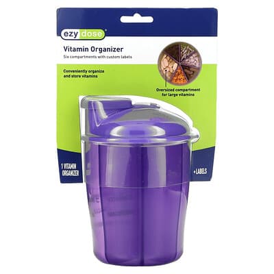 Ezy Dose, Organe pour vitamines avec étiquettes, Violet, 1 pièce