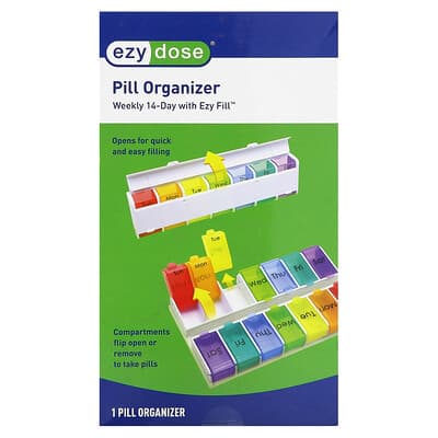 Ezy Dose, Pilulier hebdomadaire 14 jours avec pilulier Ezy Fill, 1 pièce