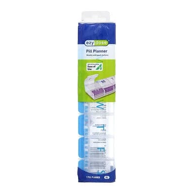 Ezy Dose, Planificateur de pilules hebdomadaire avec boutons-primes, XL, 1 pièce