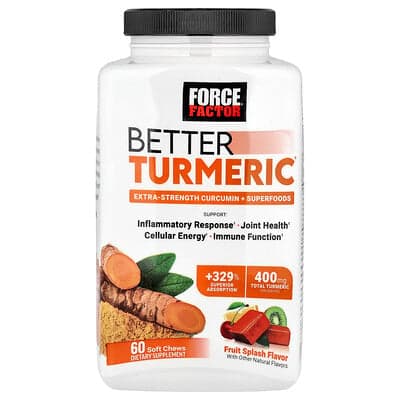Force Factor, Better Turmeric®, Curcumine + Superaliments, Éclat de fruits, 60 friandises molles à mâcher