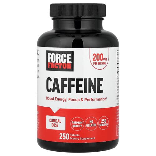 Force Factor, Caféine, 200 mg, 250 comprimés