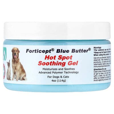 Forticept, Blue Butter®, Gel apaisant contre les points chauds, Pour chiens et chats, 114 g