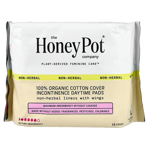 The Honey Pot Company, Serviettes pour l'incontinence diurnes en coton 100 % biologique, 16 pièces