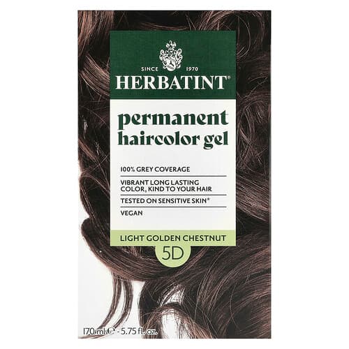 Herbatint, Gel colorant pour cheveux permanent, 5D, châtain doré clair, 135 ml