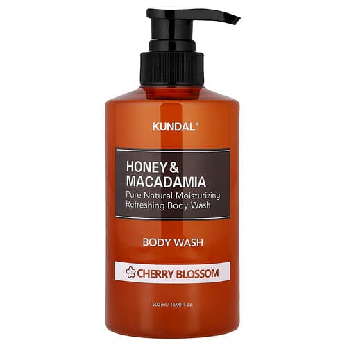 Kundal, Gel douche, Miel et macadamia, Fleur de cerisier, 500 ml