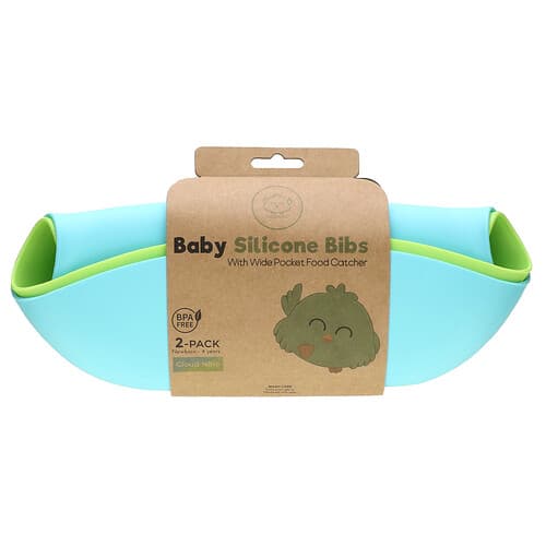 KeaBabies, Bavoirs en silicone pour bébé, Nuage de neuf, Nouveaunés - 4 ans, Paquet de 2